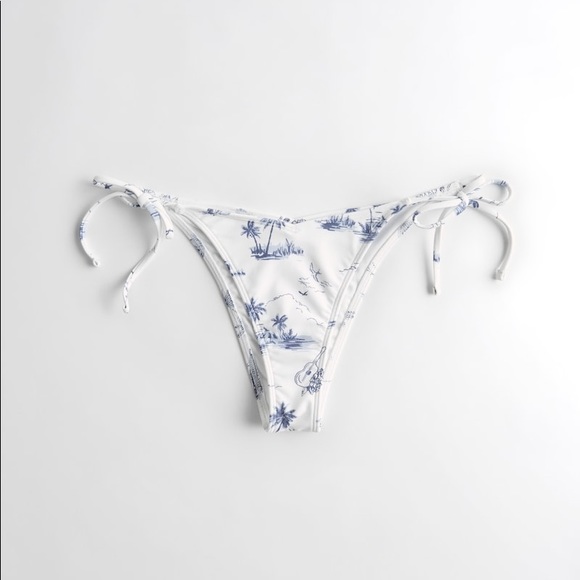 HOLLISTER Ruffle White and Blue Beach Bikini Top and Bottom - Picture 3 of 13